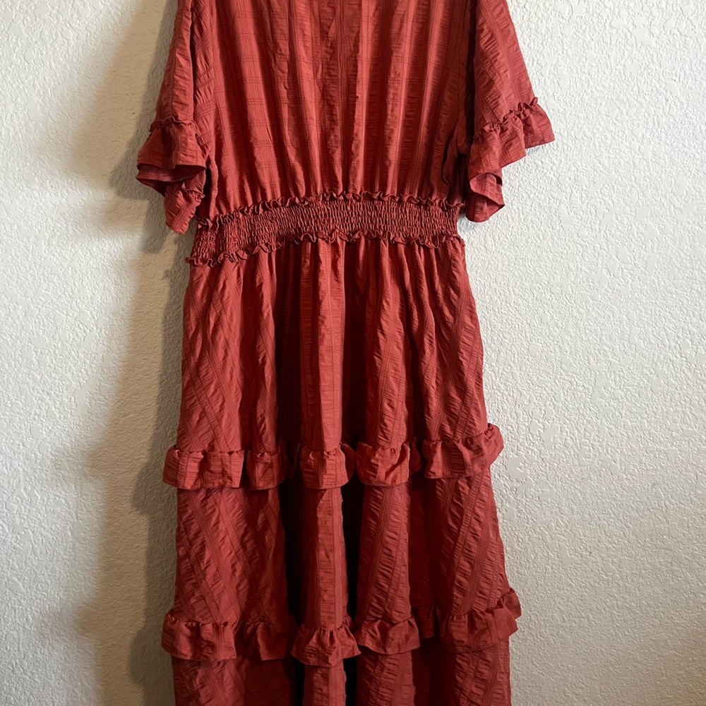 BloomChic Orange Red Tiered Ruffled Sundress - Picture 4 of 4
